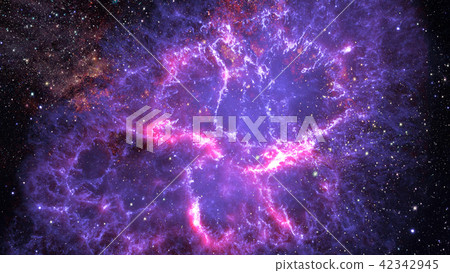 Nebula and galaxies in dark space. 42342945