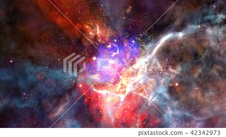 Nebula and galaxy in space. 42342973