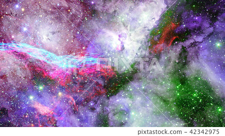 Nebula and galaxies in dark space. 42342975