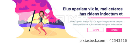 woman playing volleyball sunset beach background female sport activity cartoon character full length woman playing volleyball sunset beach background female sport activity cartoon character full length 42343316