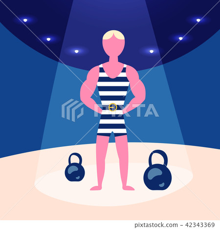 striped singlet athletic strong man standing dumbbells arena background fitness gym male cartoon striped singlet athletic strong man standing dumbbells arena background fitness gym male cartoon 42343369