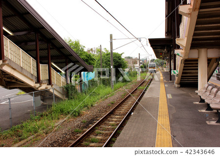 Hachioji line departing Higashi Fussa station Hachioji train (2) 42343646