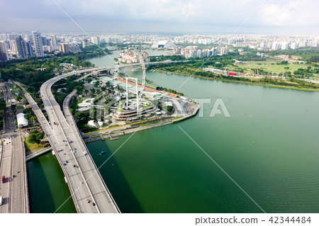 Aerial view of Singapore city 42344484
