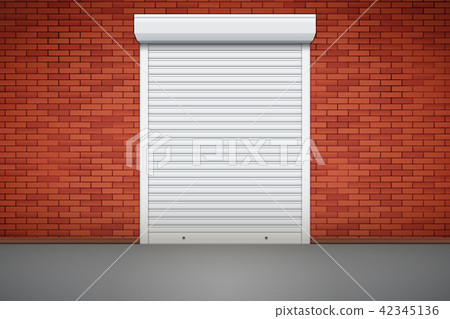 White Roller Shutters on Door 42345136