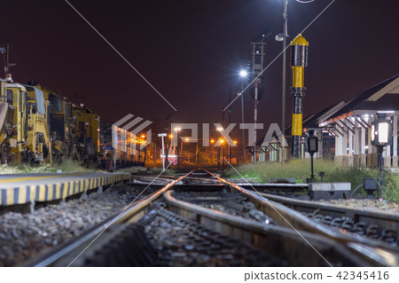 Night · railroad · train · rail · railway Night · railroad · train · rail · railway 42345416