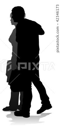 Young Couple Shopping Silhouettes Young Couple Shopping Silhouettes 42346173