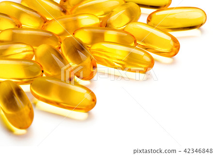 Pile of capsules Omega 3 on white background Pile of capsules Omega 3 on white background 42346848