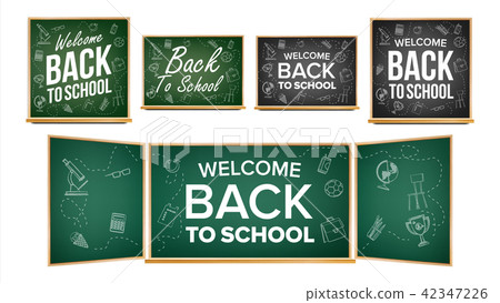 Back To School Banner Design Vector. Classroom Chalkboard, Blackboard. Doodle Icons. Sale Background Back To School Banner Design Vector. Classroom Chalkboard, Blackboard. Doodle Icons. Sale Background 42347226