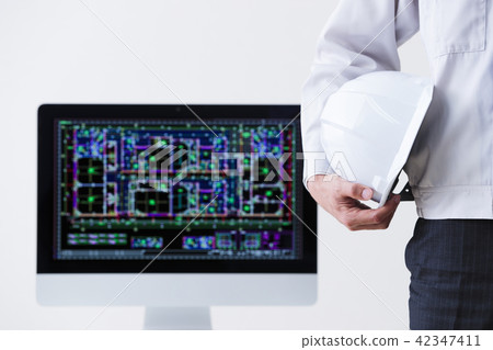 Construction Building Real Estate CAD Drawing Business Personal Computer Office Businessman Men 42347411