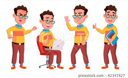 Boy Schoolboy Kid Poses Set Vector. High School Child. Secondary Education. Casual Clothes, Friend Boy Schoolboy Kid Poses Set Vector. High School Child. Secondary Education. Casual Clothes, Friend 42347827