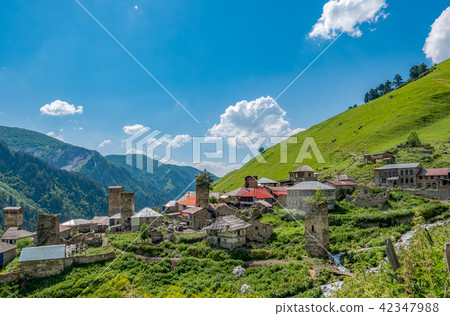 Wonderful view on village in the mountains Wonderful view on village in the mountains 42347988