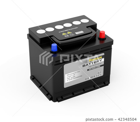 Image of black car battery on white back Image of black car battery on white back 42348504
