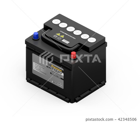 黑汽車電池的等量圖像在白色後面的 42348506