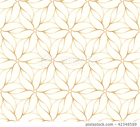 Seamless golden flower pattern on white background 42348589