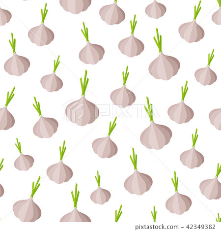 Flat gray garlic vegetable seamless pattern Flat gray garlic vegetable seamless pattern 42349382