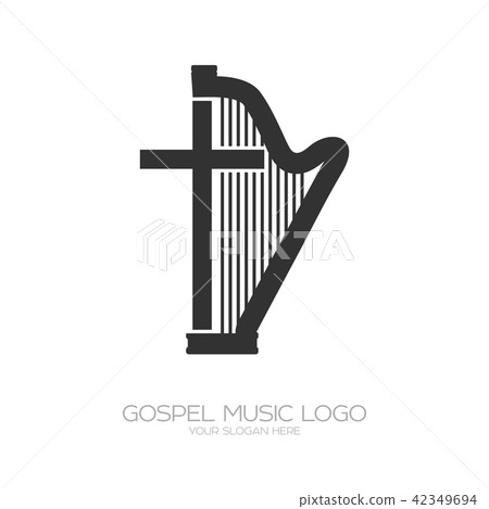 Musical logo. Harp and cross. Musical logo. Harp and cross. 42349694