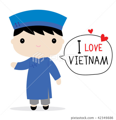 Vietnam Men National Dress Cartoon Vector Vietnam Men National Dress Cartoon Vector 42349886