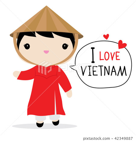 Vietnam Women National Dress Cartoon Vector Vietnam Women National Dress Cartoon Vector 42349887