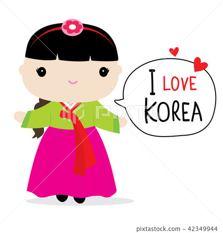 Korea Women National Dress Cartoon Vector Korea Women National Dress Cartoon Vector 42349944