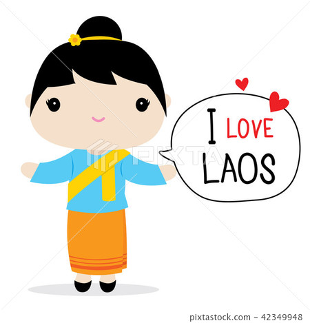 Laos Women National Dress Cartoon Vector Laos Women National Dress Cartoon Vector 42349948
