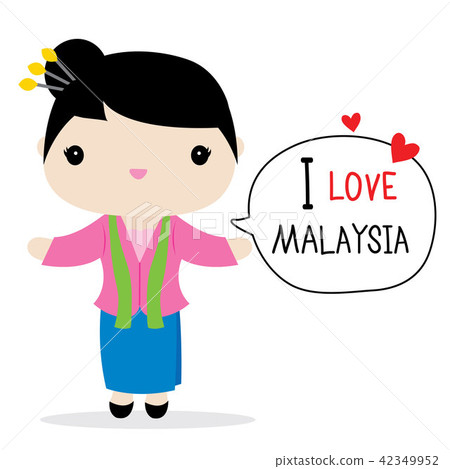 Malaysia Woman National Dress Cartoon Vector Malaysia Woman National Dress Cartoon Vector 42349952