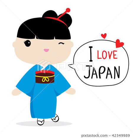 Japan Women National Dress Cartoon Vector Japan Women National Dress Cartoon Vector 42349989