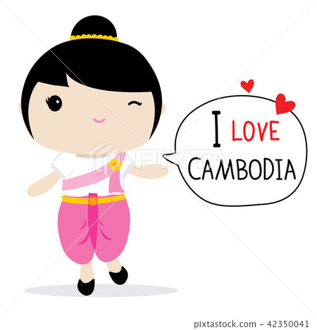 Cambodia Women National Dress Cartoon Vector Cambodia Women National Dress Cartoon Vector 42350041