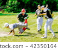 Soft blurred background with baseball players 42350164