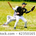 Soft blurred background with baseball players 42350165