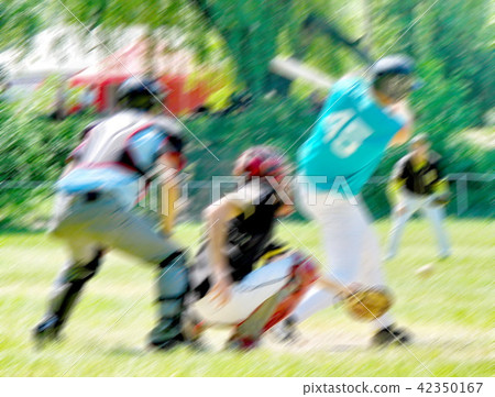 Soft blurred background with baseball players 42350167