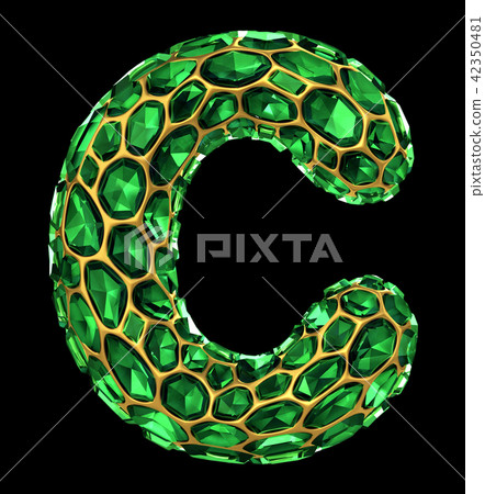 3D Diamond letter C on black isolated 42350481