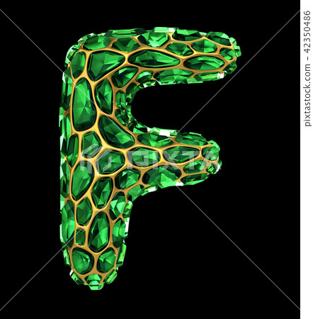 3D Diamond letter F on black isolated 3D Diamond letter F on black isolated 42350486