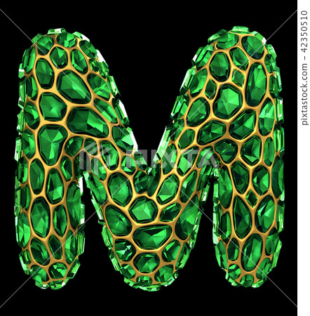 3D Diamond letter M on black isolated 42350510