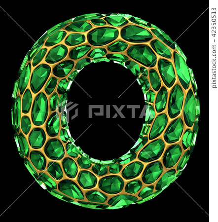 3D Diamond letter O on black isolated 42350513