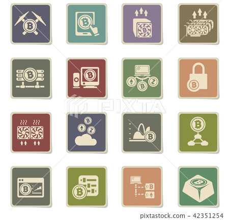 Cryptocurrency and mining icon set - Stock Illustration [42351254] - PIXTA