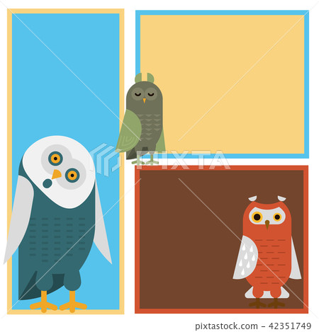 Cartoon owl bird cute character sleep sweet owlet cards vector illustration. Cartoon owl bird cute character sleep sweet owlet cards vector illustration. 42351749