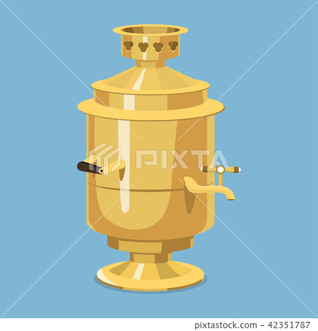 Traditional Russian gold samovar culture dish course drink welcome to Russia gourmet national meal 42351787