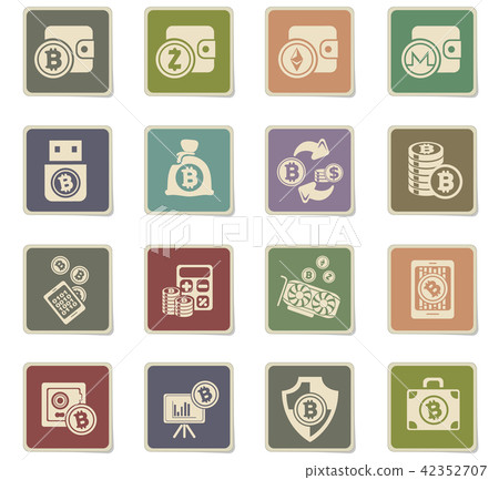 Cryptocurrency and mining icon set - Stock Illustration [42352707] - PIXTA