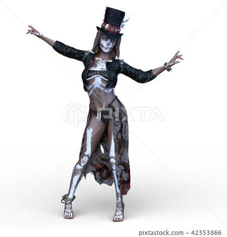 A woman with a skeleton costume A woman with a skeleton costume 42353866