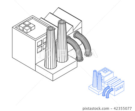 Industrial factory building. Vector outline Industrial factory building. Vector outline 42355077