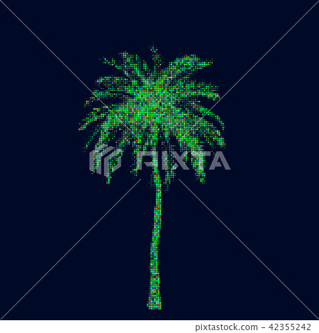 Palm tree. Isolated on dark background. 42355242