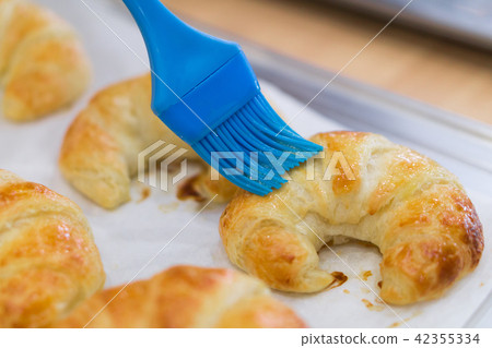 Closeup croissant homemade bakery Closeup croissant homemade bakery 42355334