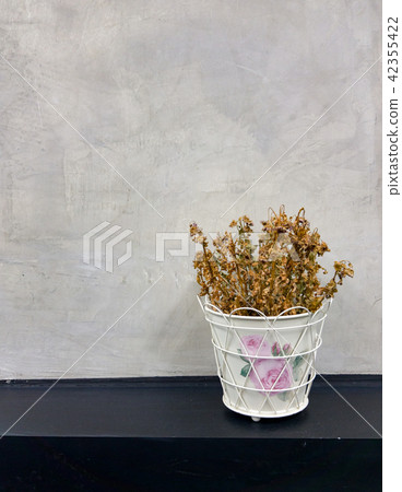 Dry ornamental flowers in pots placed 42355422