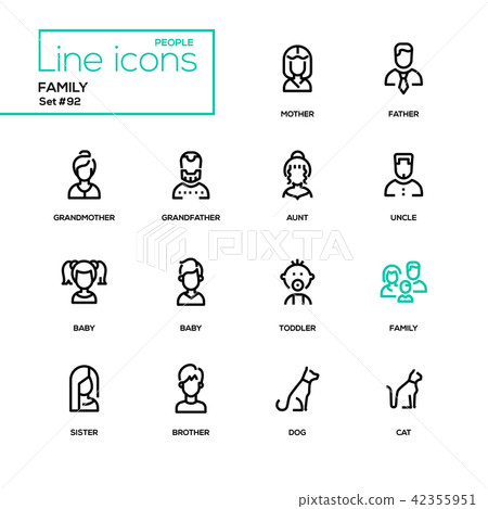 Family - modern line design icons set - Stock Illustration [42355951 ...