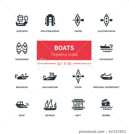 Boats - flat design style icons set Boats - flat design style icons set 42355952