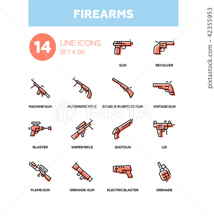 Firearms - modern line design icons set Firearms - modern line design icons set 42355953