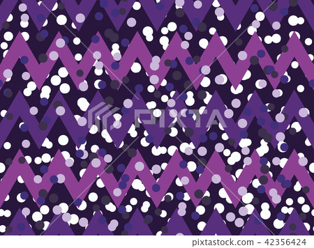 Zigzags seamless pattern with dots. Synthwave  42356424