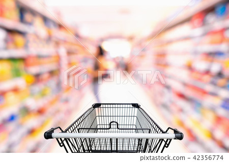 Shopping trolley in department store  42356774