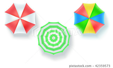 Set of beach sun umbrellas isolated on white Set of beach sun umbrellas isolated on white 42359573