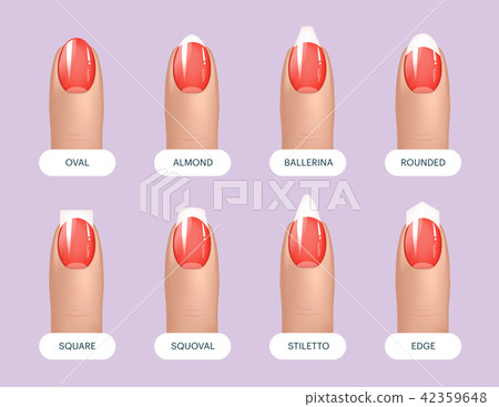 Set of simple realistic red manicured nails with different shapes. Vector illustration for your 42359648